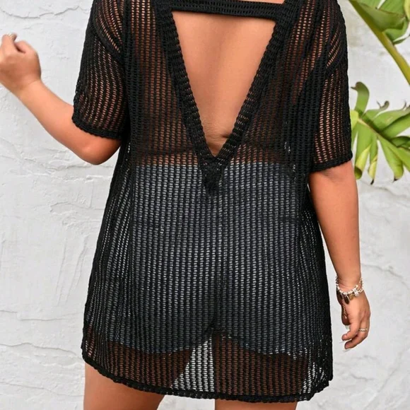 SHEIN Black Mesh Swim Coverup - Picture 5 of 6
